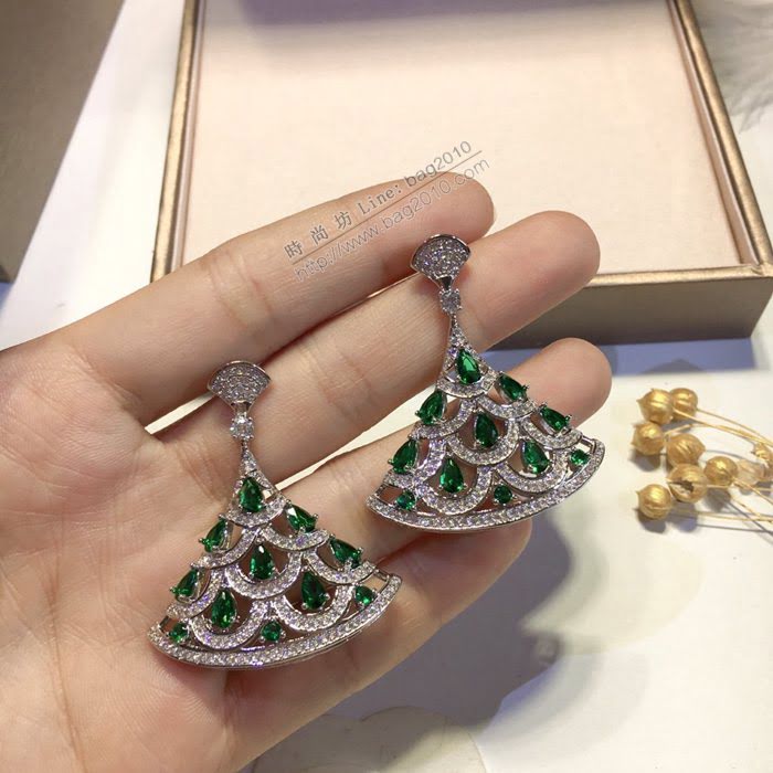 Bvlgari飾品 寶格麗扇形高級綠鋯石耳環 全網爆款  zgbq3320